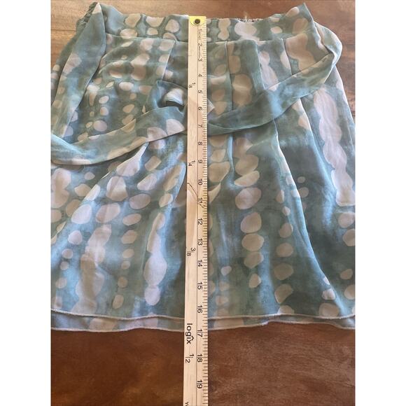 LA FEE MARABOUTEE Skirt Green Print Chiffon, Size 38, Small - Picture 8 of 10